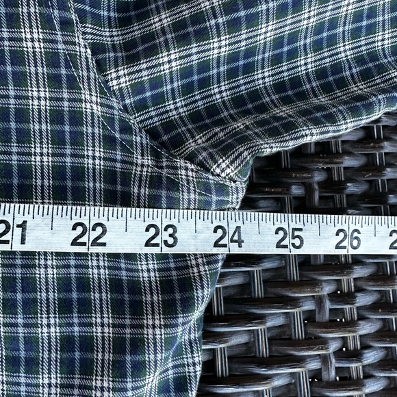 BILL’S KHAKIS Men’s Navy & Green Plaid Cotton Blend Button Down Shirt - Sz Large - Picture 12 of 14